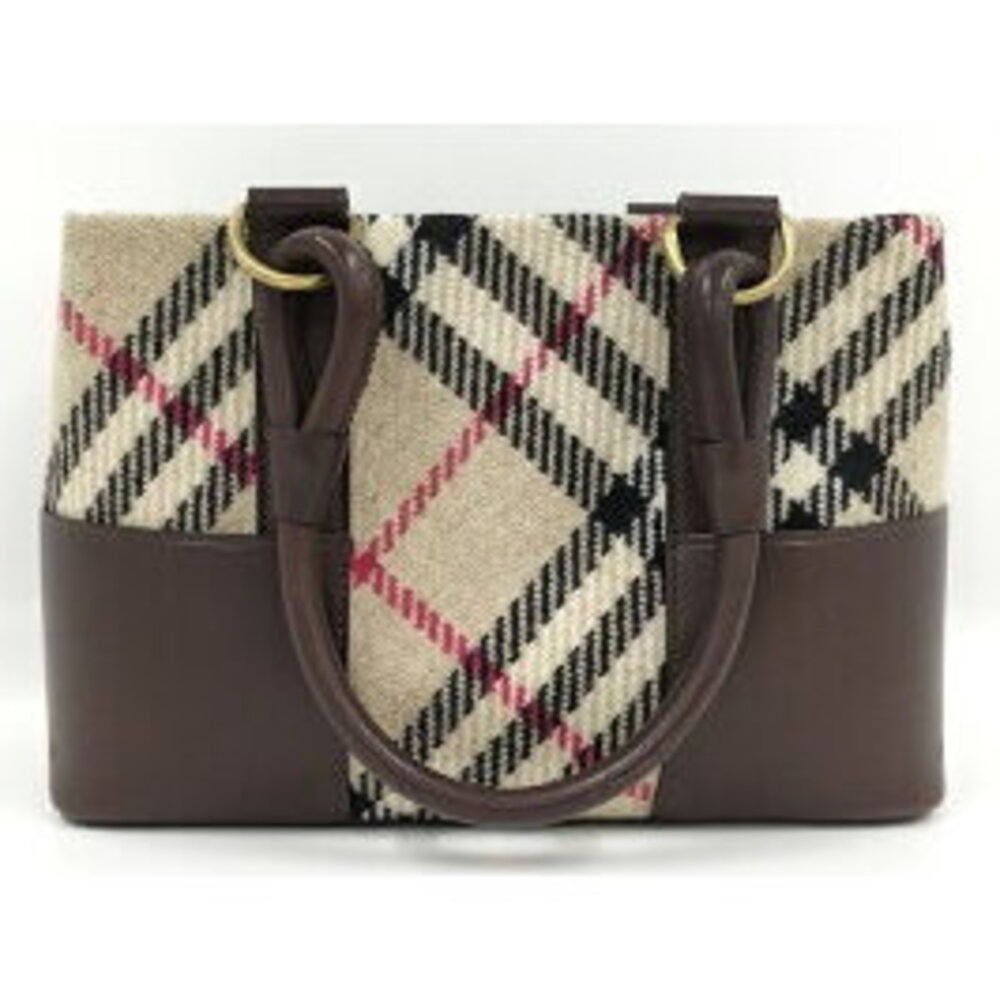 BURBERRY handbag Nova check wool leather beige dark brown - Picture 2 of 9